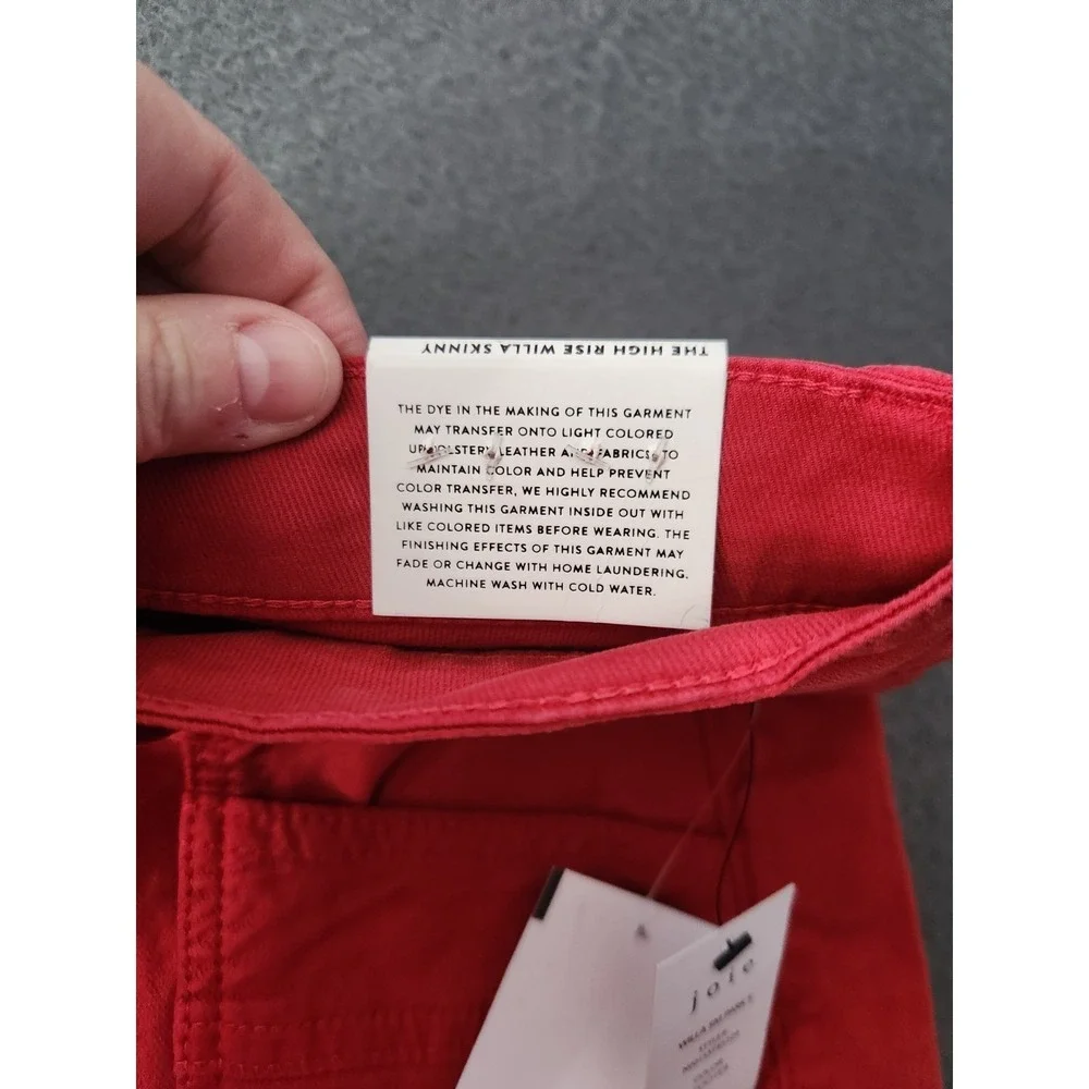 $228 Joie Women's Willa Skinny Leg Red Scooter Pants Sz 26W NWT High Rise Zipper